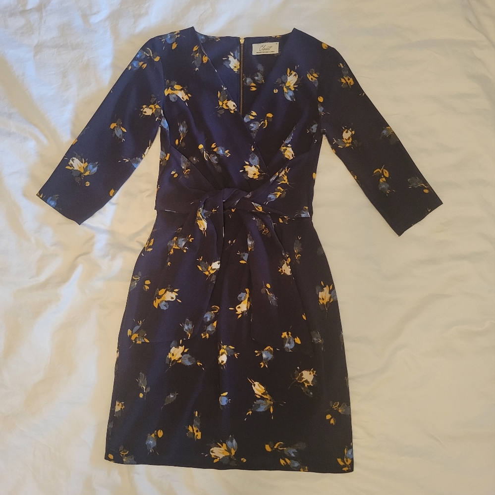 NWOT Floral Wrap Dress With Tie Waist